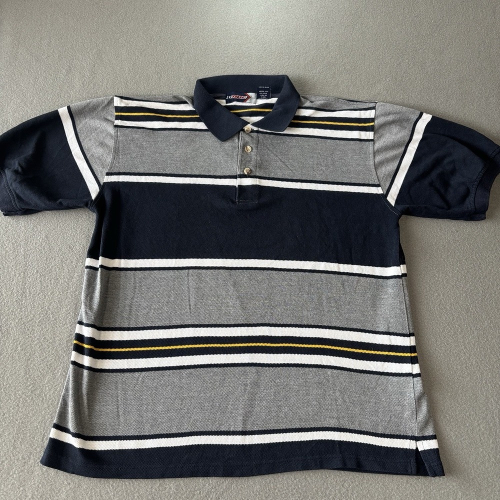 Y2K Vintage 212 NYC Stripped Polo Shirt Mens  Large Skater 90s Streetwear Preppy